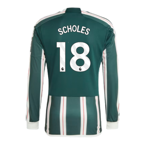 2023-2024 Man Utd Long Sleeve Away Shirt (Scholes 18)