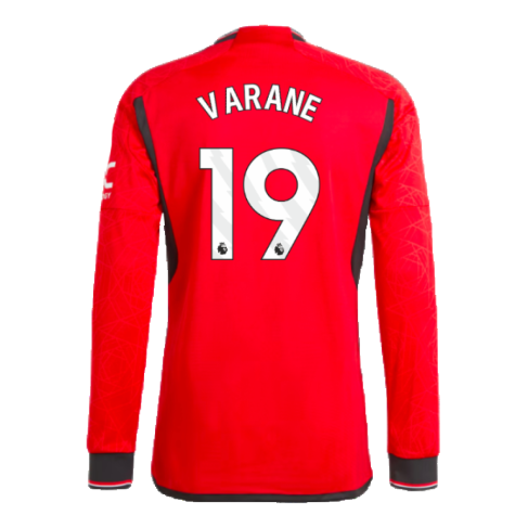 2023-2024 Man Utd Long Sleeve Home Shirt (Varane 19)