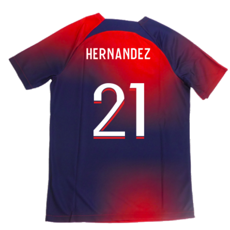 2023-2024 PSG Academy Pro Dri-FIT Pre-Match Shirt (Red) (Hernandez 21)