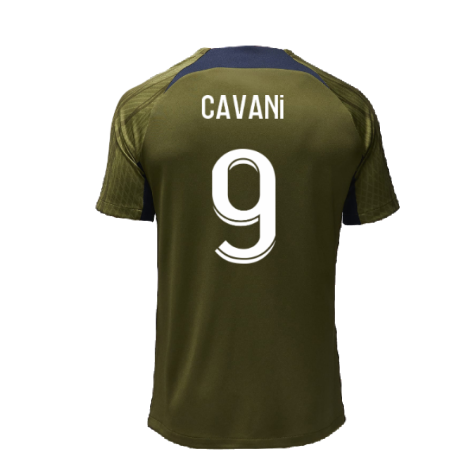 2023-2024 PSG Dri-Fit Strike Fourth Training Shirt (Green Hemp) (Cavani 9)