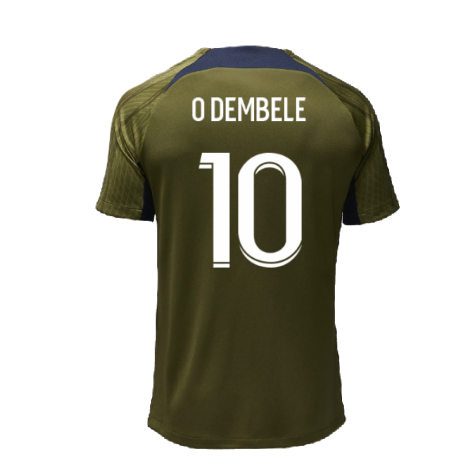 2023-2024 PSG Dri-Fit Strike Fourth Training Shirt (Green Hemp) (O Dembele 10)