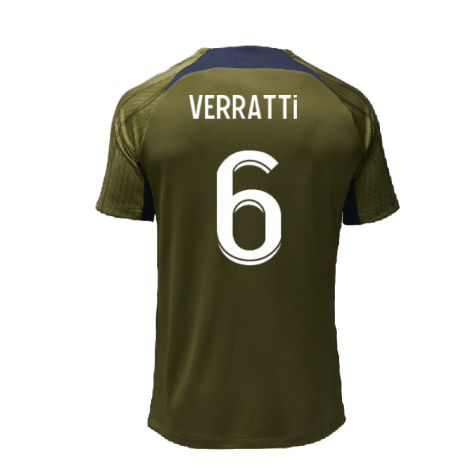 2023-2024 PSG Dri-Fit Strike Fourth Training Shirt (Green Hemp) (Verratti 6)