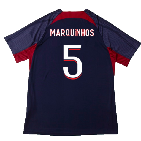 2023-2024 PSG Dri-Fit Strike Training Shirt (Navy) (Marquinhos 5)