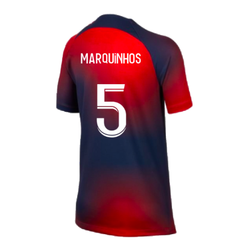 2023-2024 PSG Pre-Match Shirt (Midnight Navy) - Kids (Marquinhos 5)