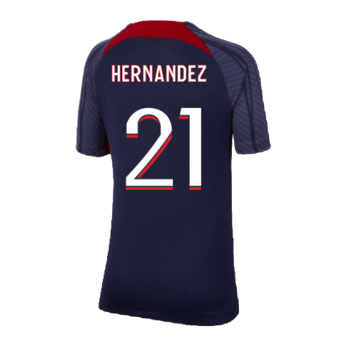 2023-2024 PSG Strike Dri-Fit Training Shirt (Navy) - Kids (Hernandez 21)