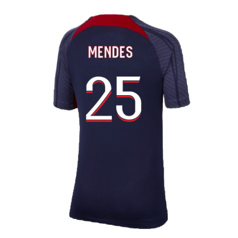 2023-2024 PSG Strike Dri-Fit Training Shirt (Navy) - Kids (N Mendes 25)