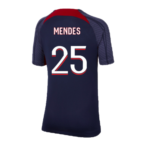 2023-2024 PSG Strike Dri-Fit Training Shirt (Navy) - Kids (N Mendes 25)