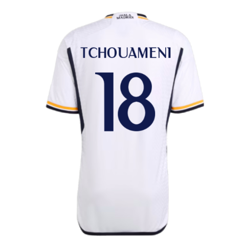 2023-2024 Real Madrid Authentic Home Shirt (Tchouameni 18)