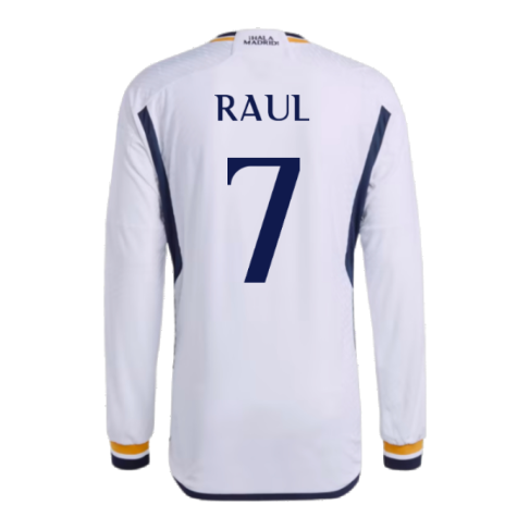 2023-2024 Real Madrid Authentic Long Sleeve Home Shirt (Raul 7)