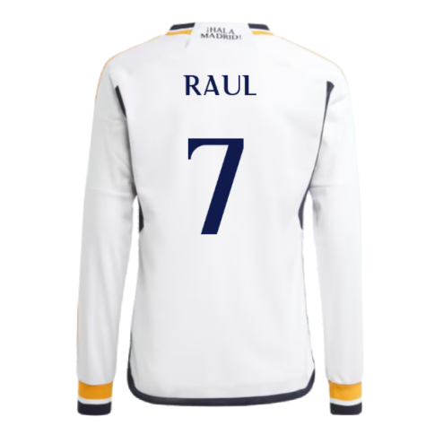 2023-2024 Real Madrid Long Sleeve Home Shirt (Kids) (Raul 7)