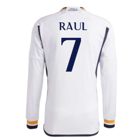 2023-2024 Real Madrid Long Sleeve Home Shirt (Raul 7)