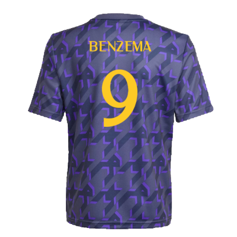 2023-2024 Real Madrid Pre-Match Shirt (Shadow Navy) - Kids (Benzema 9)