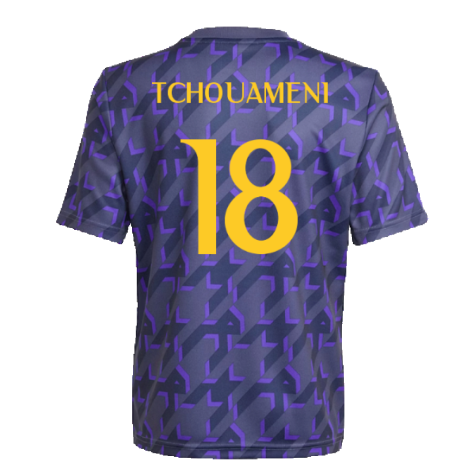 2023-2024 Real Madrid Pre-Match Shirt (Shadow Navy) - Kids (Tchouameni 18)