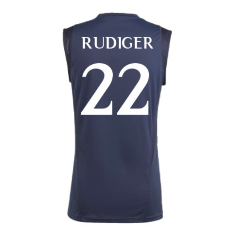 2023-2024 Real Madrid Sleeveless Jersey (Legend Ink) (Rudiger 22)