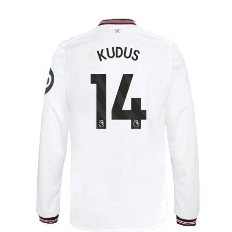 2023-2024 West Ham Long Sleeve Away Shirt (Kids) (Kudus 14)