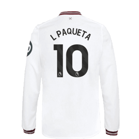 2023-2024 West Ham Long Sleeve Away Shirt (Kids) (L PAQUETA 10)