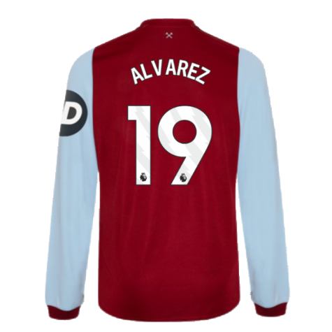 2023-2024 West Ham Long Sleeve Home Shirt (ALVAREZ 19)