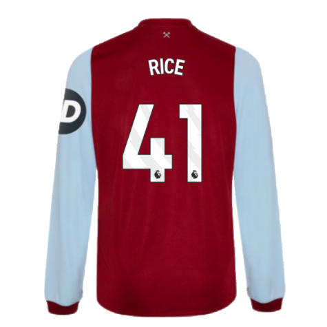 2023-2024 West Ham Long Sleeve Home Shirt (RICE 41)