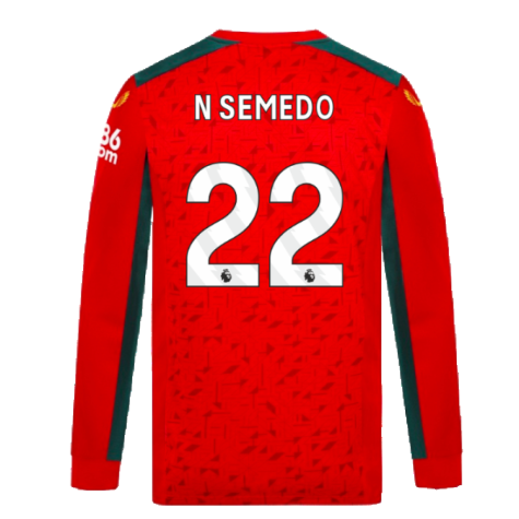 2023-2024 Wolves Long Sleeve Away Shirt (N SEMEDO 22)