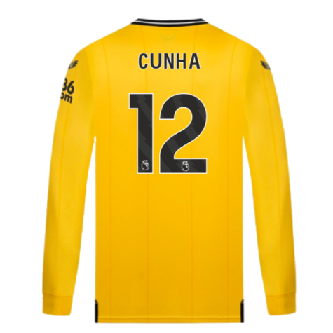 2023-2024 Wolves Long Sleeve Home Shirt (CUNHA 12)