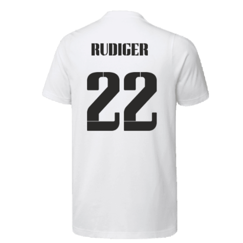 2023 Real Madrid Graphic Tee (White) (RUDIGER 22)