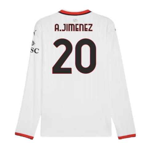 2024-2025 AC Milan Away Long Sleeve Shirt (A.Jimenez 20)