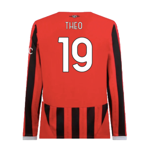 2024-2025 AC Milan Home Long Sleeve Shirt (Theo 19)