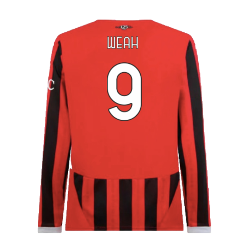 2024-2025 AC Milan Home Long Sleeve Shirt (Weah 9)