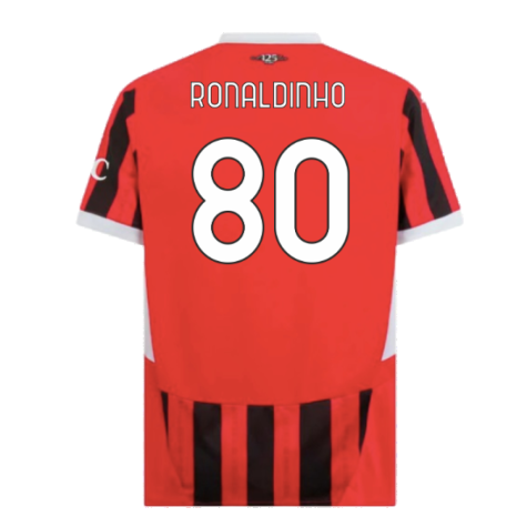 2024-2025 AC Milan Home Shirt (Ronaldinho 80)