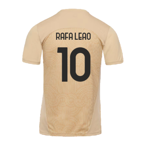 2024-2025 AC Milan Pre-Match Shirt (Putty) (Rafa Leao 10)