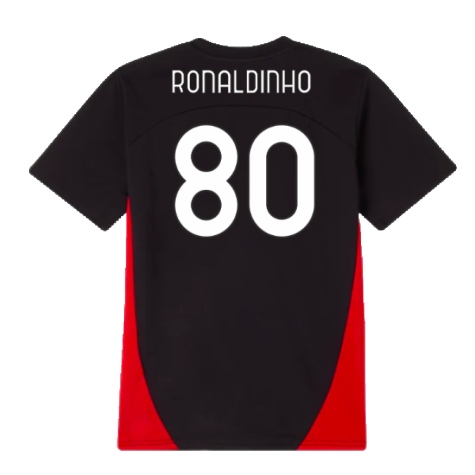 2024-2025 AC Milan Training Shirt (Black) - Kids (Ronaldinho 80)