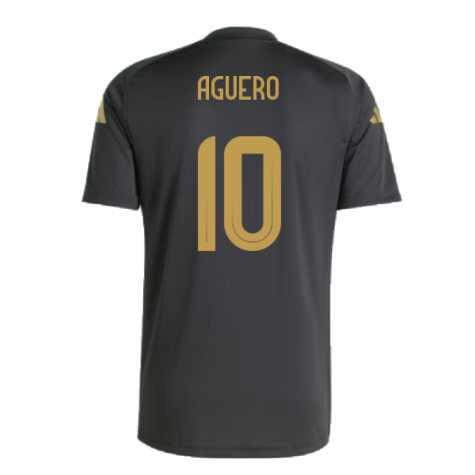 2024-2025 Argentina Pre-Match Shirt (Black) (AGUERO 10)