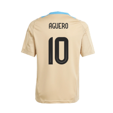 2024-2025 Argentina Training Jersey (Hazy Beige) (AGUERO 10)