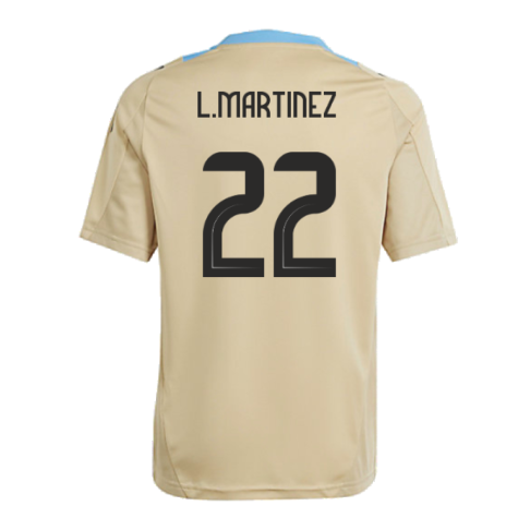 2024-2025 Argentina Training Jersey (Hazy Beige) - Kids (L.MARTINEZ 22)