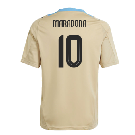 2024-2025 Argentina Training Jersey (Hazy Beige) - Kids (MARADONA 10)