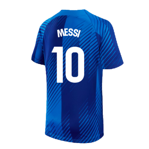 2024-2025 Barcelona Pre-Match Shirt (Blue) - Kids (Messi 10)