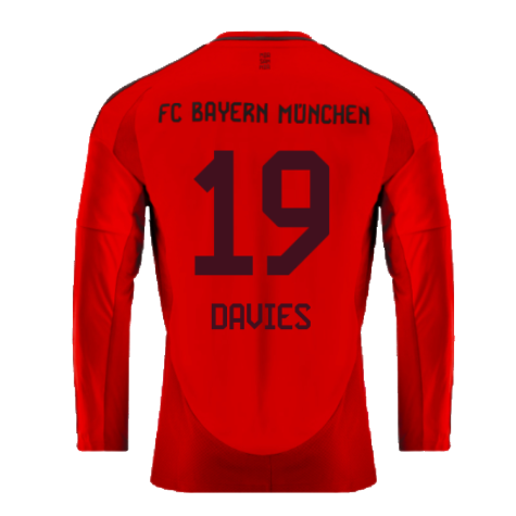 2024-2025 Bayern Munich Long Sleeve Home Shirt (Davies 19)