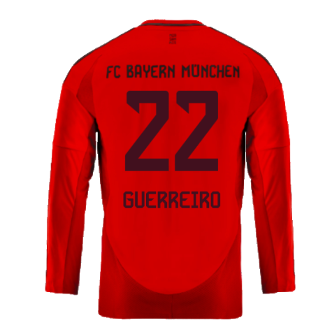 2024-2025 Bayern Munich Long Sleeve Home Shirt (Kids) (Guerreiro 22)