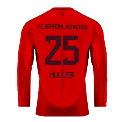 2024-2025 Bayern Munich Long Sleeve Home Shirt (Muller 25)