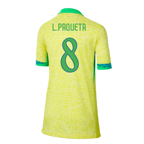 2024-2025 Brazil Home Shirt (Kids) (L.Paqueta 8)