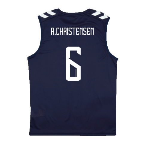 2024-2025 Denmark Sleeveless Training Jersey (Marine) (A.Christensen 6)