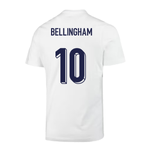 2024-2025 England Soccer T-Shirt (White) (Bellingham 10)