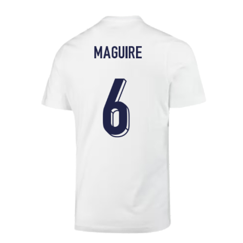 2024-2025 England Soccer T-Shirt (White) (Maguire 6)