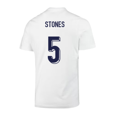 2024-2025 England Soccer T-Shirt (White) (Stones 5)