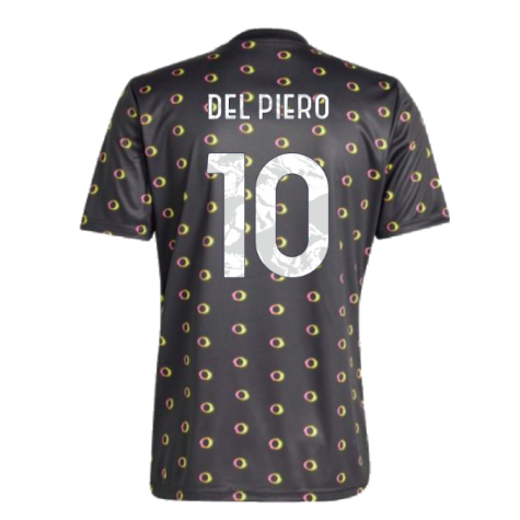 2024-2025 Juventus Pre-Match Shirt (Black) (Del Piero 10)