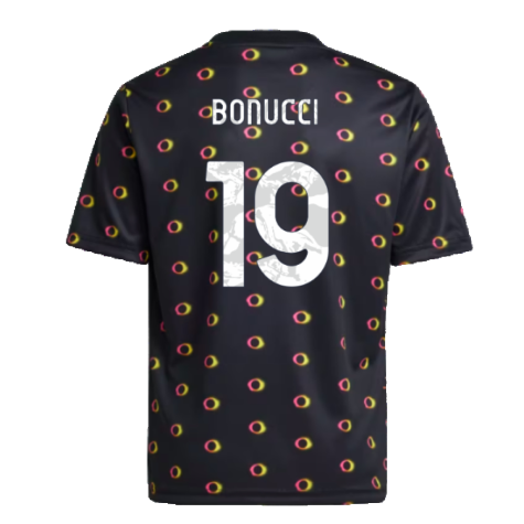 2024-2025 Juventus Pre-Match Shirt (Black) - Kids (Bonucci 19)