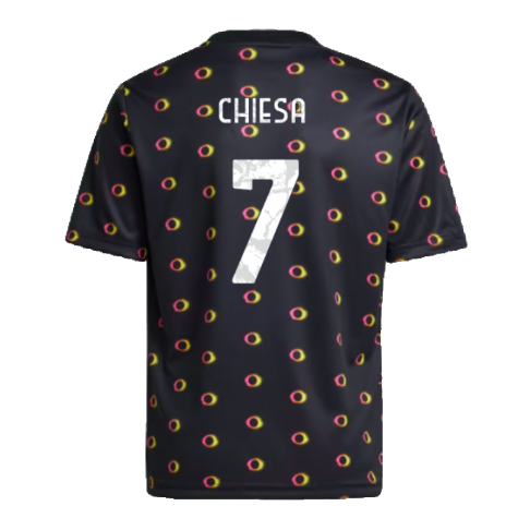 2024-2025 Juventus Pre-Match Shirt (Black) - Kids (Chiesa 7)