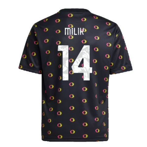 2024-2025 Juventus Pre-Match Shirt (Black) - Kids (Milik 14)