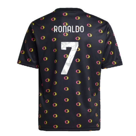 2024-2025 Juventus Pre-Match Shirt (Black) - Kids (Ronaldo 7)