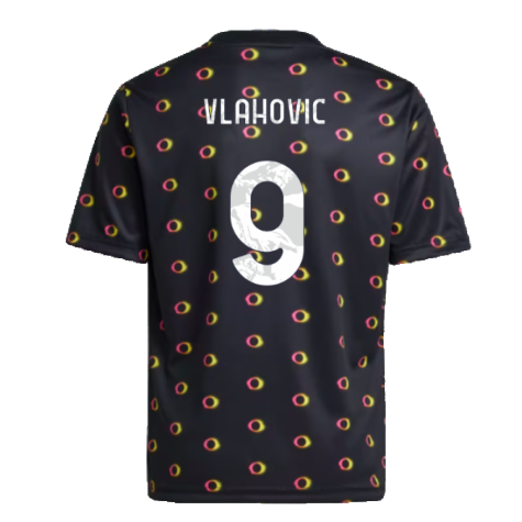 2024-2025 Juventus Pre-Match Shirt (Black) - Kids (Vlahovic 9)